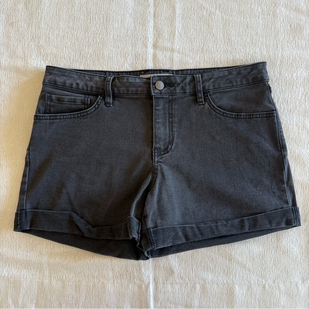 Vans Black Denim Shorts Womens Size‎ 5 Cuffed Skate Casual Jeans Summer